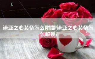 诺亚之心装备怎么附魔(诺亚之心装备怎么解锁)