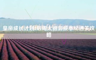 皇帝成长计划2后周太祖郭威本纪通关攻略