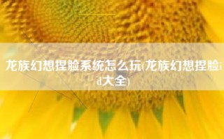 龙族幻想捏脸系统怎么玩(龙族幻想捏脸id大全)