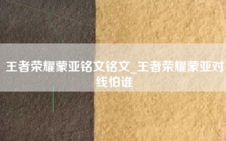 王者荣耀蒙亚铭文铭文_王者荣耀蒙亚对线怕谁