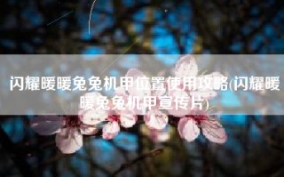 闪耀暖暖兔兔机甲位置使用攻略(闪耀暖暖兔兔机甲宣传片)