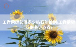 王者荣耀艾琳多少钻石能抽到(王者荣耀艾琳多少点券)