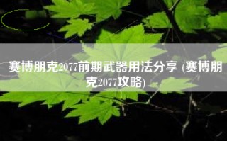 赛博朋克2077前期武器用法分享 (赛博朋克2077攻略)