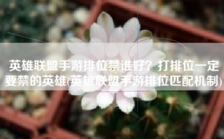 英雄联盟手游排位禁谁好？打排位一定要禁的英雄(英雄联盟手游排位匹配机制)