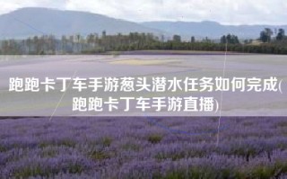 跑跑卡丁车手游葱头潜水任务如何完成(跑跑卡丁车手游直播)