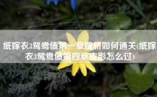 纸嫁衣3鸳鸯债第一章搜轿如何通关(纸嫁衣3鸳鸯债第四章皮影怎么过)