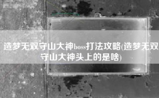 造梦无双守山大神boss打法攻略(造梦无双守山大神头上的是啥)