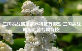 三国志战略版武器特技有哪些(三国志战略版武器专属特技)