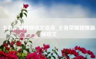 王者荣耀露娜铭文宿命_王者荣耀露娜最强铭文