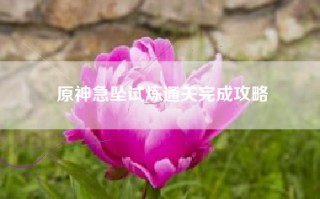 原神急坠试炼通关完成攻略