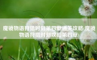魔镜物语狩猎时刻第四章通关攻略(魔镜物语狩猎时刻攻略第四章)
