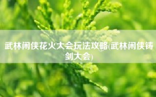 武林闲侠花火大会玩法攻略(武林闲侠铸剑大会)