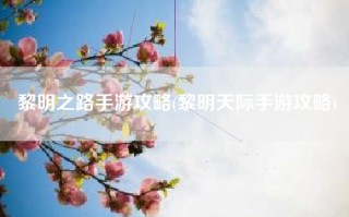 黎明之路手游攻略(黎明天际手游攻略)