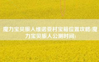 魔力宝贝旅人维诺亚村宝箱位置攻略(魔力宝贝旅人公测时间)