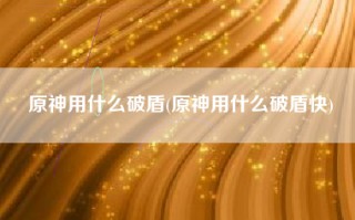 原神用什么破盾(原神用什么破盾快)