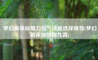 梦幻新诛仙暴力剑气技能选择推荐(梦幻新诛仙剑御九霄)