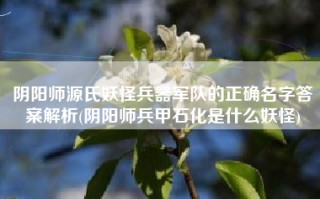 阴阳师源氏妖怪兵器军队的正确名字答案解析(阴阳师兵甲石化是什么妖怪)