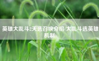 英雄大乱斗2天选召唤介绍(大乱斗选英雄机制)