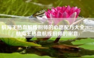 航海王热血航线厨师的心愿配方大全2022(航海王热血航线厨师的谢意)