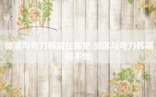 部落与弯刀韩靖在哪里(部落与弯刀韩靖招不到)