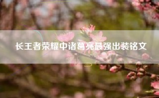 长王者荣耀中诸葛亮最强出装铭文