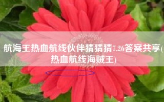 航海王热血航线伙伴猜猜猜7.26答案共享(热血航线海贼王)