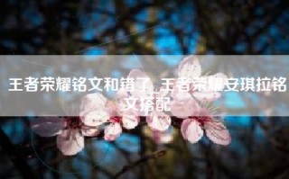 王者荣耀铭文和错了_王者荣耀安琪拉铭文搭配