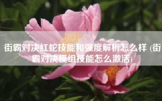 街霸对决红蛇技能和强度解析怎么样 (街霸对决模组技能怎么激活)