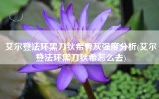 艾尔登法环黑刀狄希骨灰强度分析(艾尔登法环黑刀狄希怎么去)