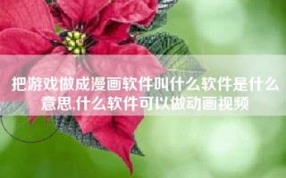 把游戏做成漫画软件叫什么软件是什么意思,什么软件可以做动画视频