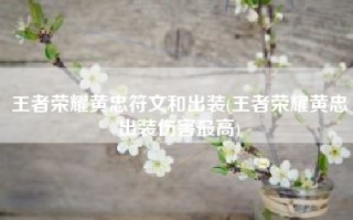 王者荣耀黄忠符文和出装(王者荣耀黄忠出装伤害最高)
