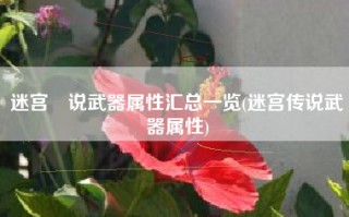 迷宫伝说武器属性汇总一览(迷宫传说武器属性)