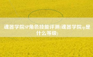 魂器学院SP角色技能评测(魂器学院sp是什么等级)