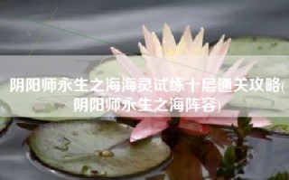 阴阳师永生之海海灵试练十层通关攻略(阴阳师永生之海阵容)