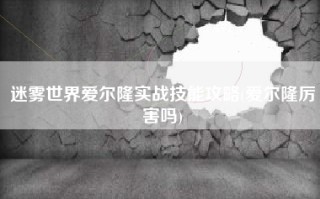 迷雾世界爱尔隆实战技能攻略(爱尔隆厉害吗)