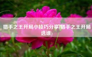 猎手之王开局小技巧分享(猎手之王开局选谁)