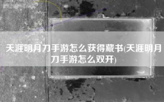 天涯明月刀手游怎么获得藏书(天涯明月刀手游怎么双开)