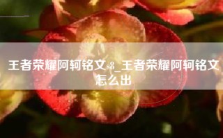 王者荣耀阿轲铭文s8_王者荣耀阿轲铭文怎么出