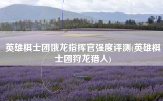英雄棋士团饿龙指挥官强度评测(英雄棋士团狩龙猎人)