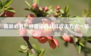 萌新必看！修普诺斯战斗攻击方式一览
