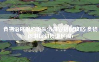 食物语琳琅幻境队伍阵容搭配攻略(食物语琳琅幻境谦风阁)