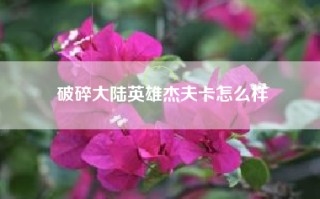 破碎大陆英雄杰夫卡怎么样
