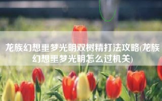 龙族幻想噩梦光明双树精打法攻略(龙族幻想噩梦光明怎么过机关)