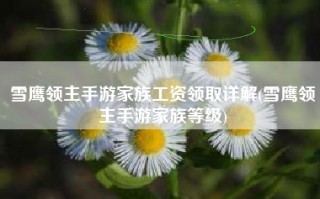 雪鹰领主手游家族工资领取详解(雪鹰领主手游家族等级)