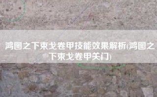 鸿图之下束戈卷甲技能效果解析(鸿图之下束戈卷甲关门)