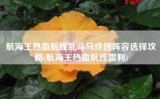 航海王热血航线乱斗马戏团阵容选择攻略(航海王热血航线雷利)