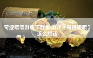 奇迹暖暖游戏下载量,游戏《奇迹暖暖》这么烧钱