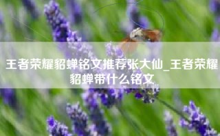王者荣耀貂蝉铭文推荐张大仙_王者荣耀貂蝉带什么铭文