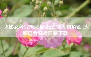 火影忍者究极风暴4怎么换人物角色 (火影忍者究极风暴下载)
