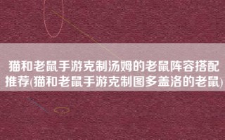 猫和老鼠手游克制汤姆的老鼠阵容搭配推荐(猫和老鼠手游克制图多盖洛的老鼠)